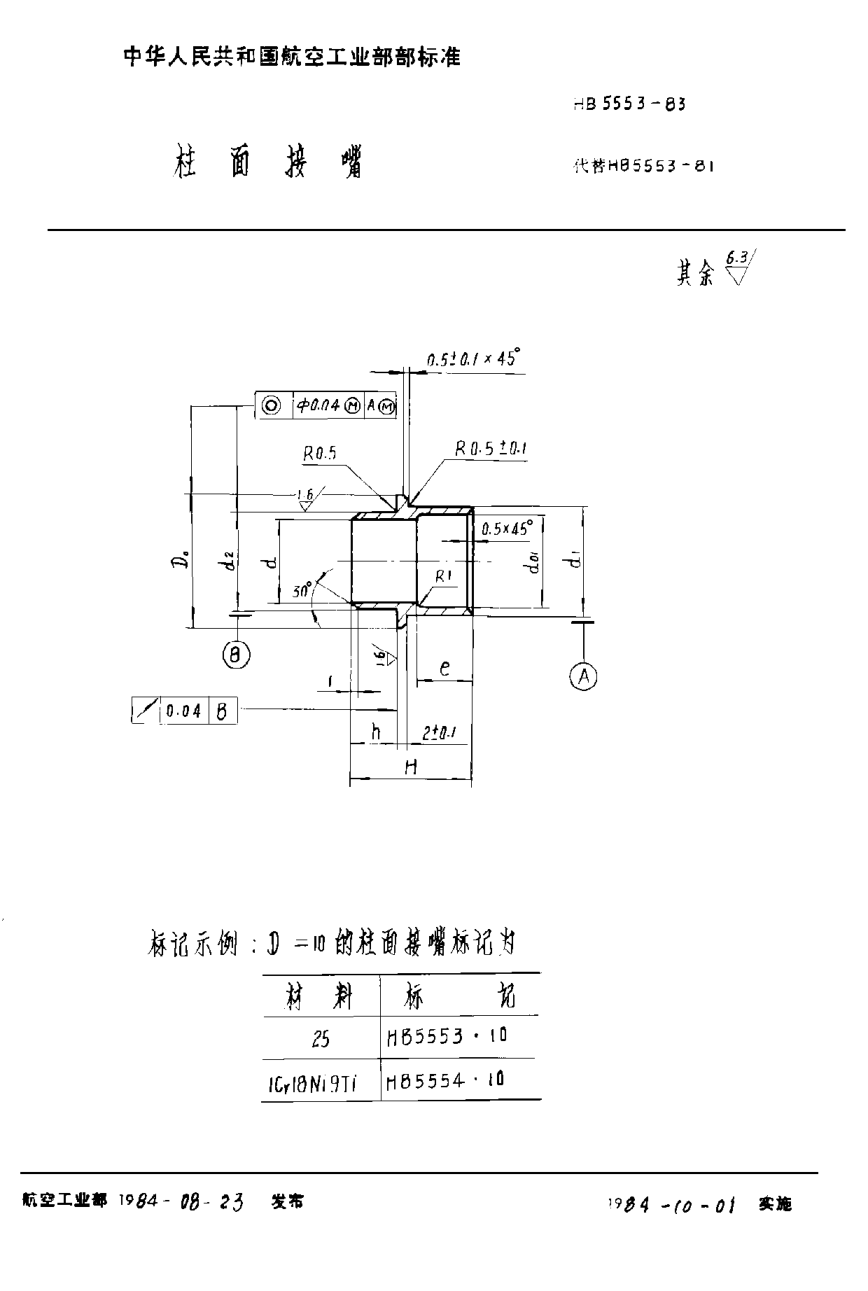 HB 5553-1983柱面接嘴