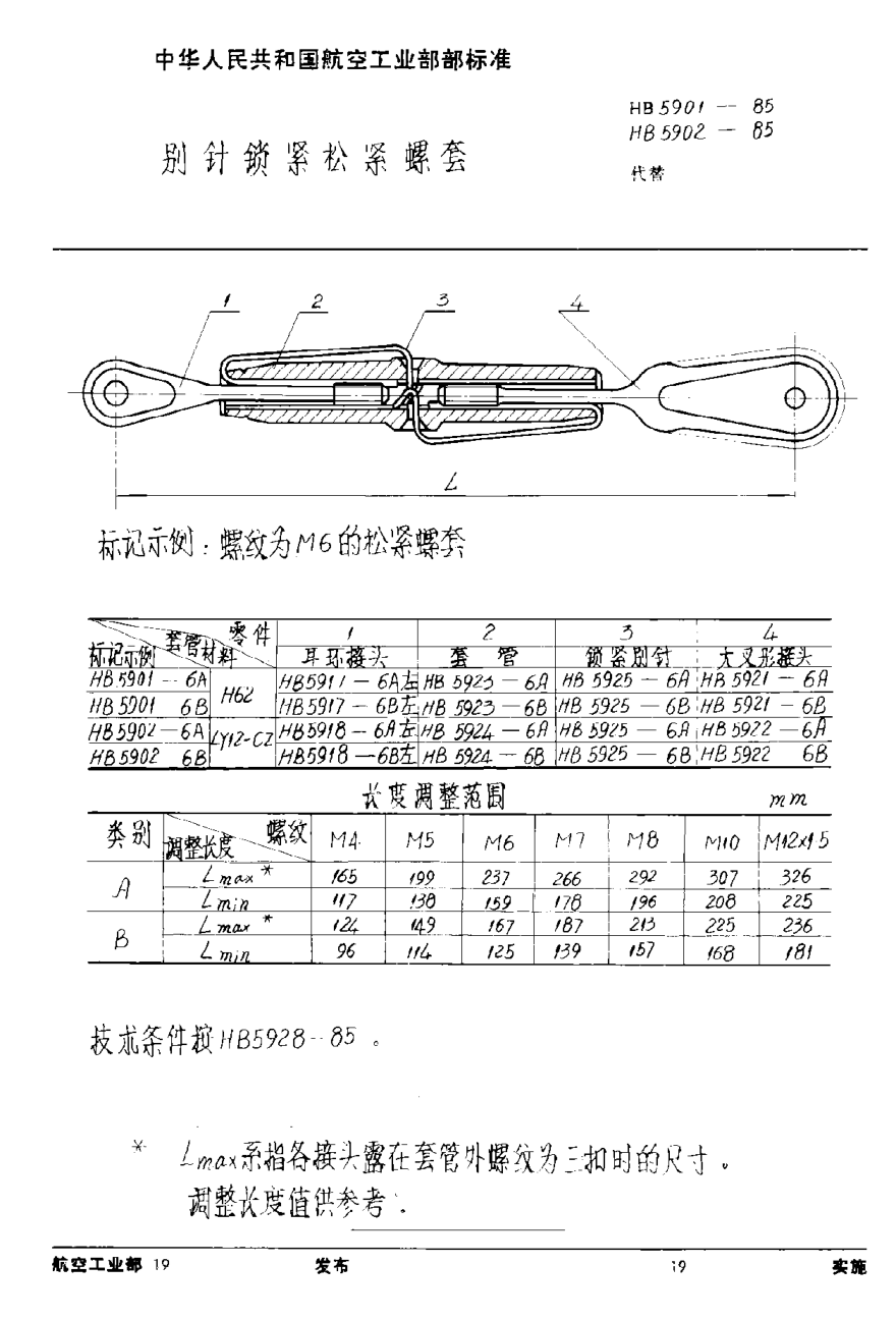 HB 5901-1985別針鎖緊松緊螺套