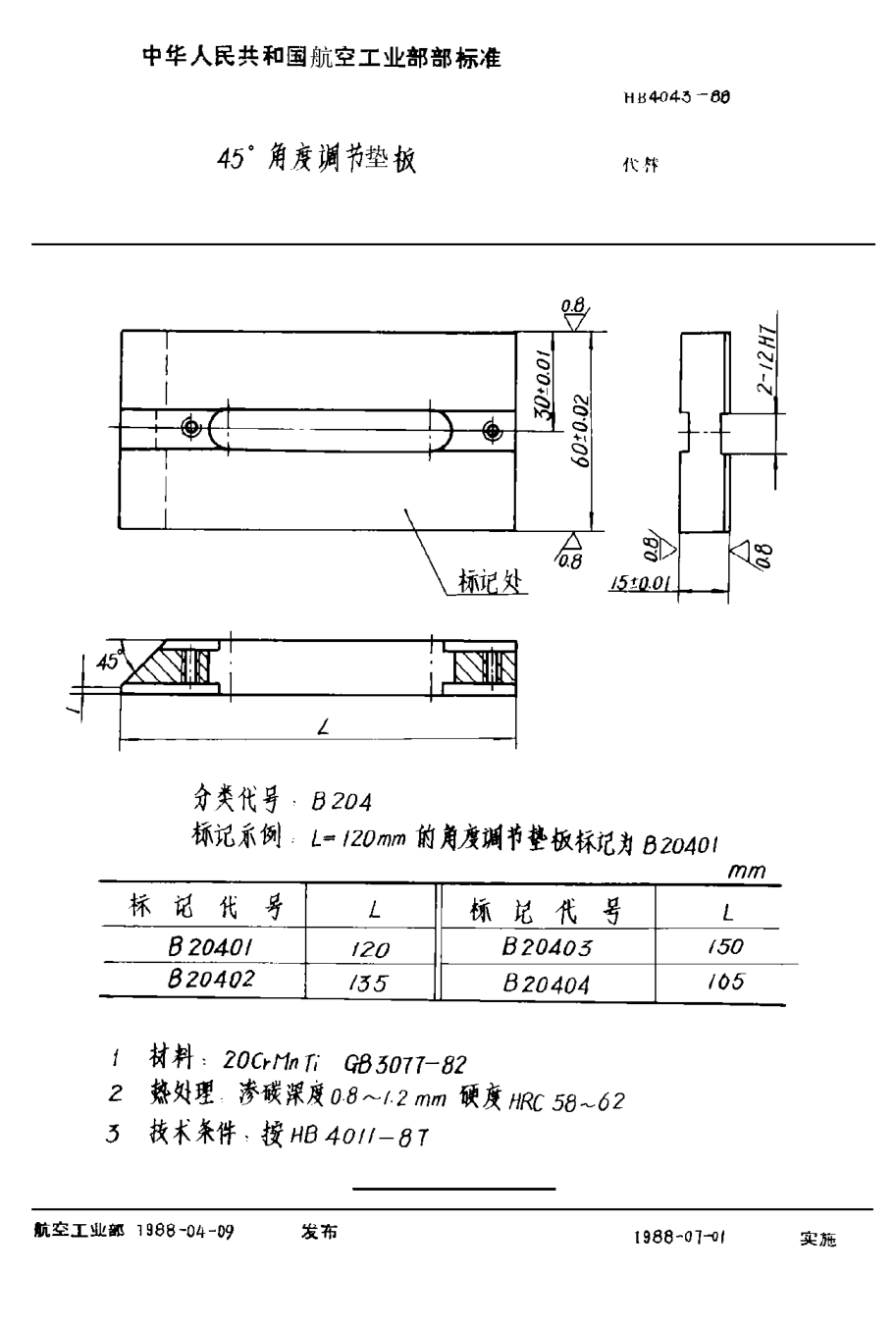 HB 4043-1988４５°角度調(diào)節(jié)墊板