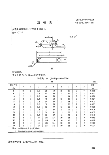 JB/ZQ 4494-2006雙管夾