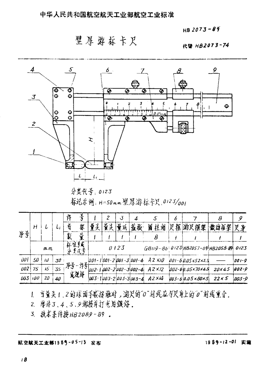 HB 2073-1989壁厚游標卡尺