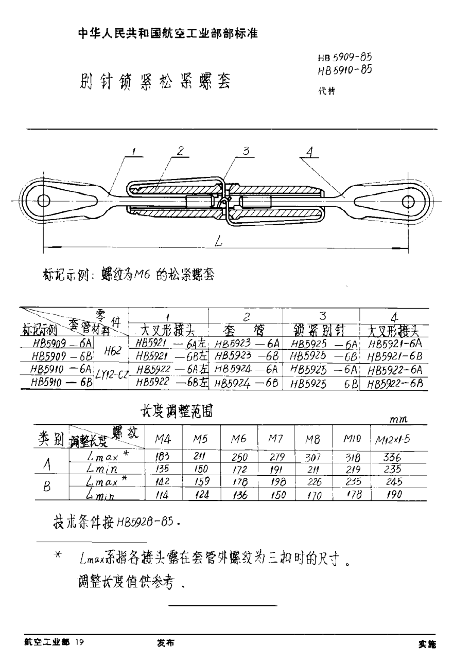 HB 5909-1985別針鎖緊松緊螺套