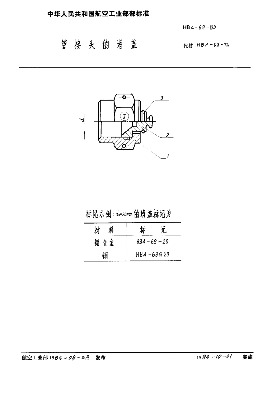 HB 4-69-1983管接頭的堵蓋