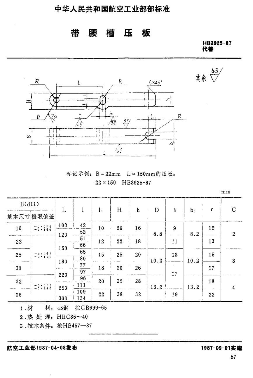 HB 3925-1987帶腰槽壓板