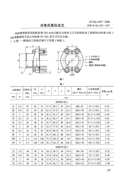 JB/ZQ 4187-2006分體式高壓法蘭