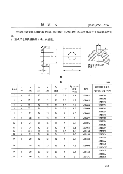JB/ZQ 4760-2006鎖定扣