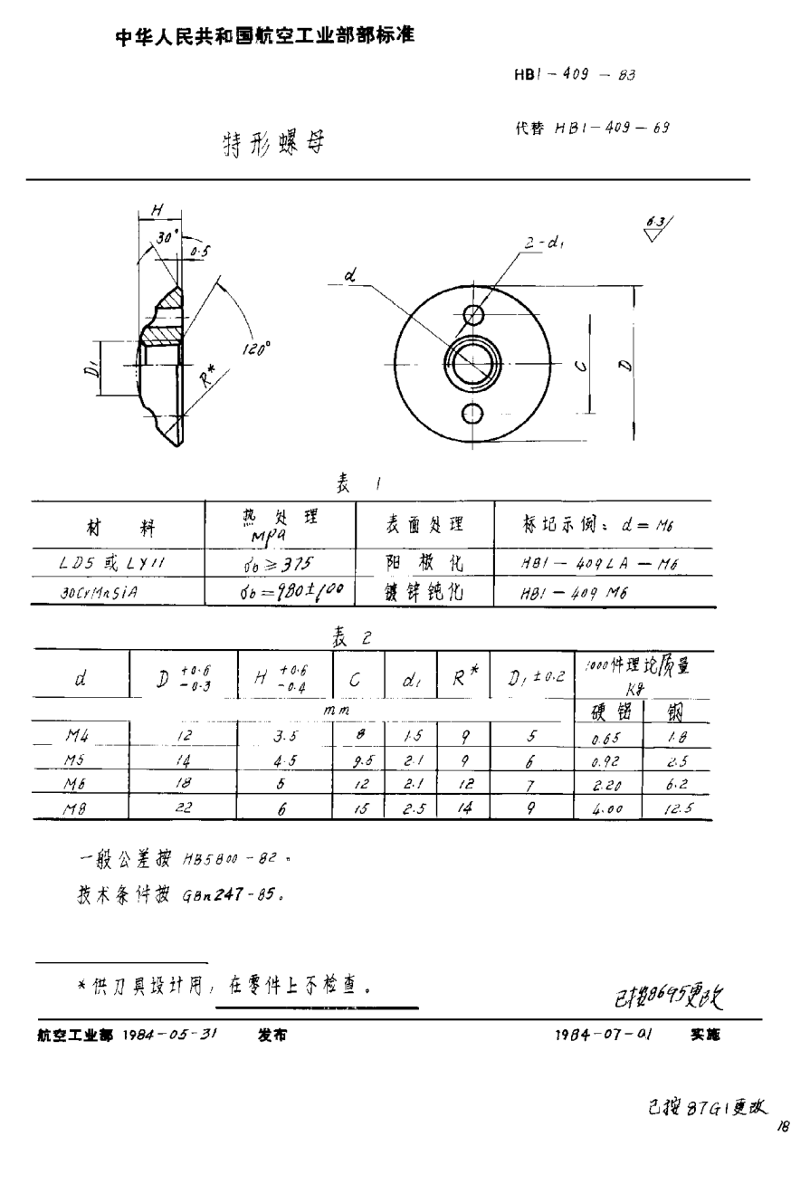 HB 1-409-1983特形螺母