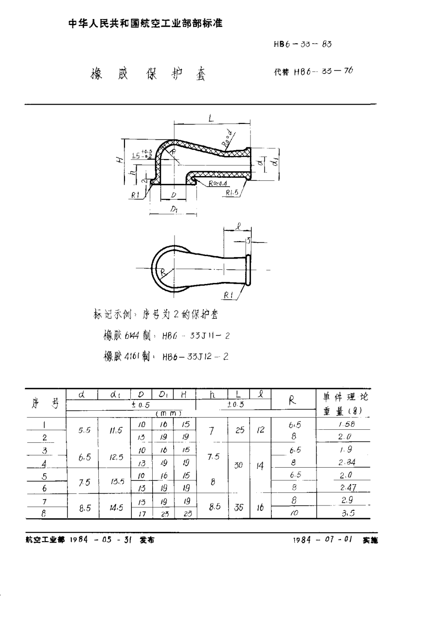 HB 6-33-1983橡膠保護(hù)套