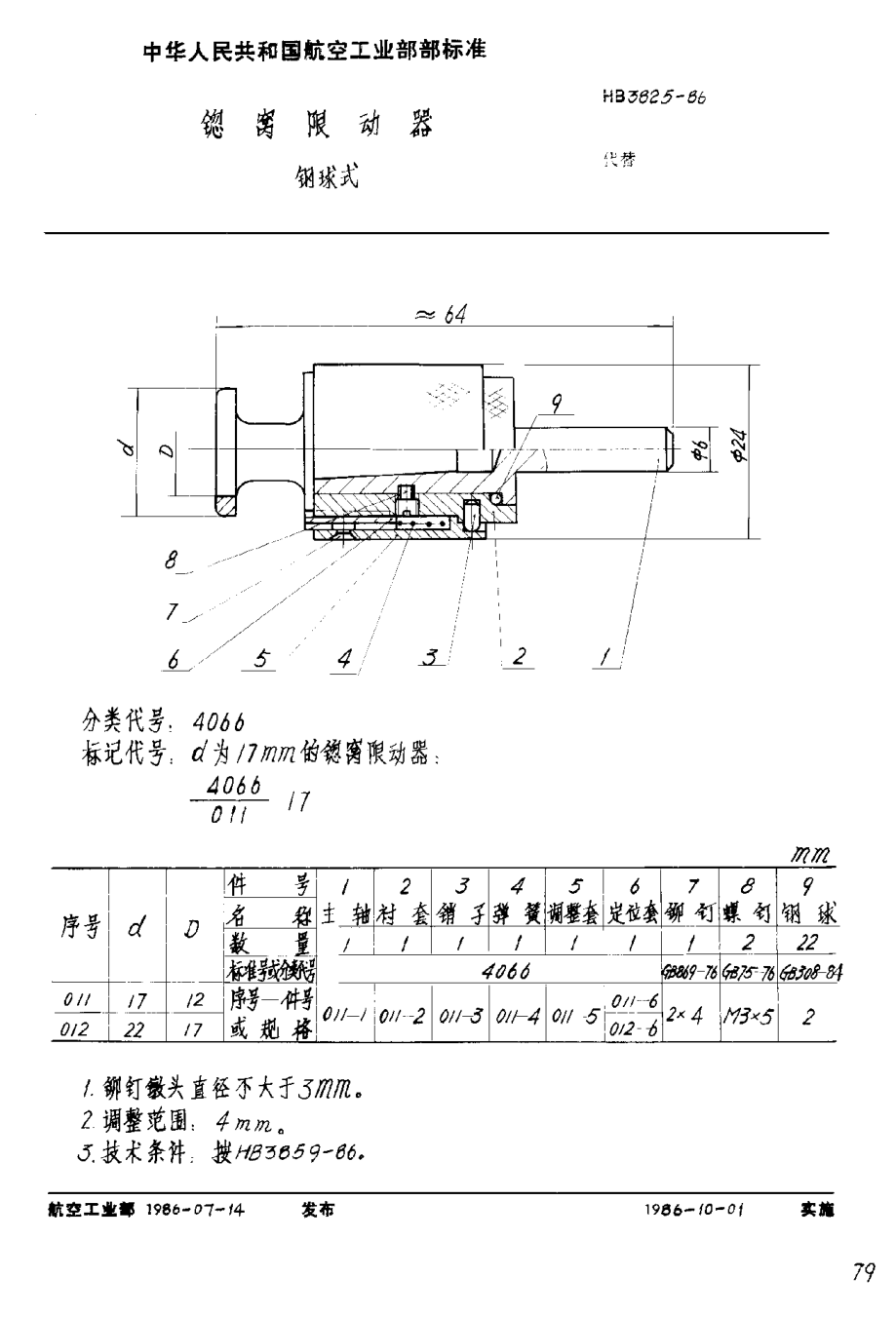 HB 3825-1986锪窩限動(dòng)器 鋼球式