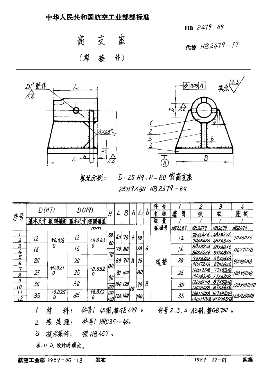 HB 2479-1989高支座（焊接件）