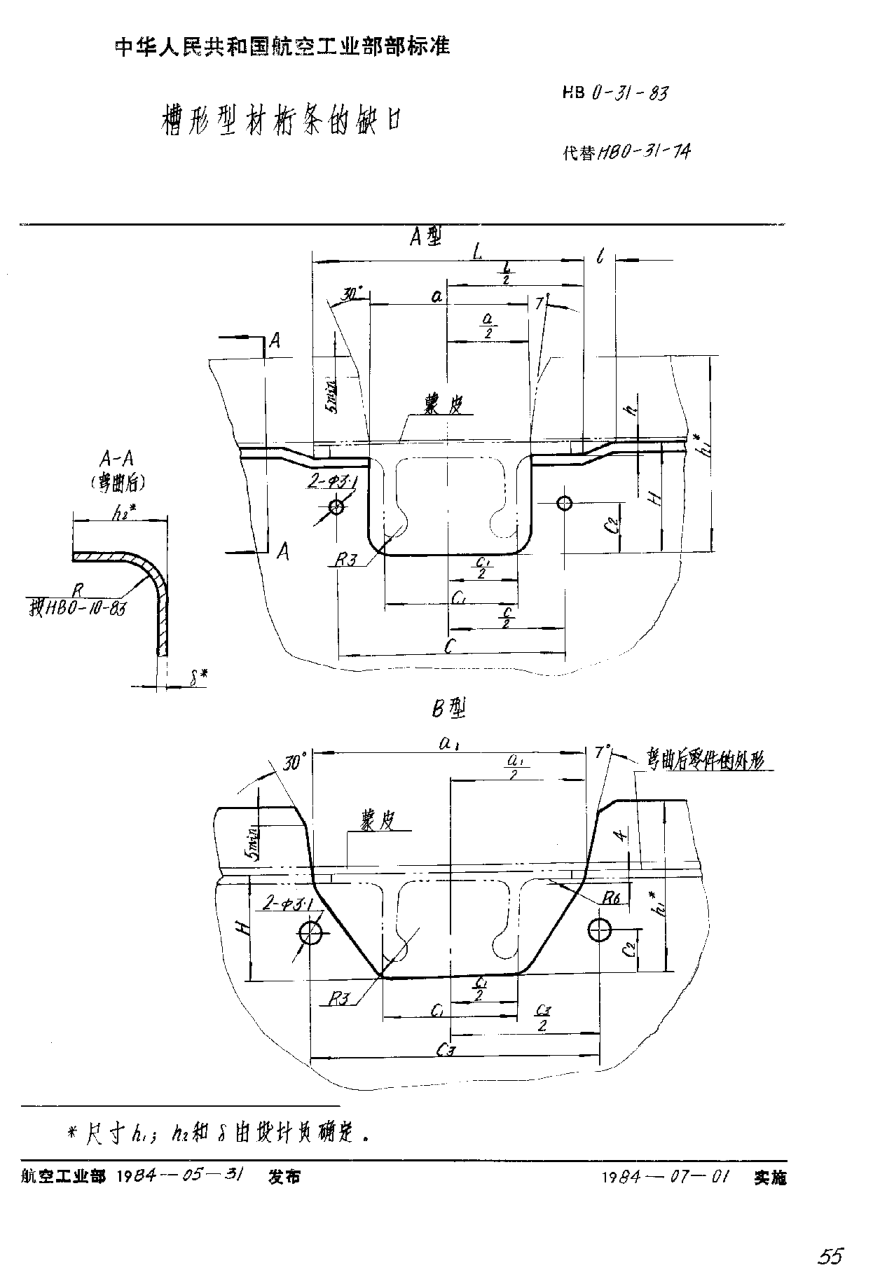 HB 0-31-1983槽形型材桁條的缺口