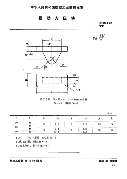 HB 3924-1987擺動方壓塊