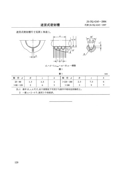 JB/ZQ 4245-2006迷宮式密封槽
