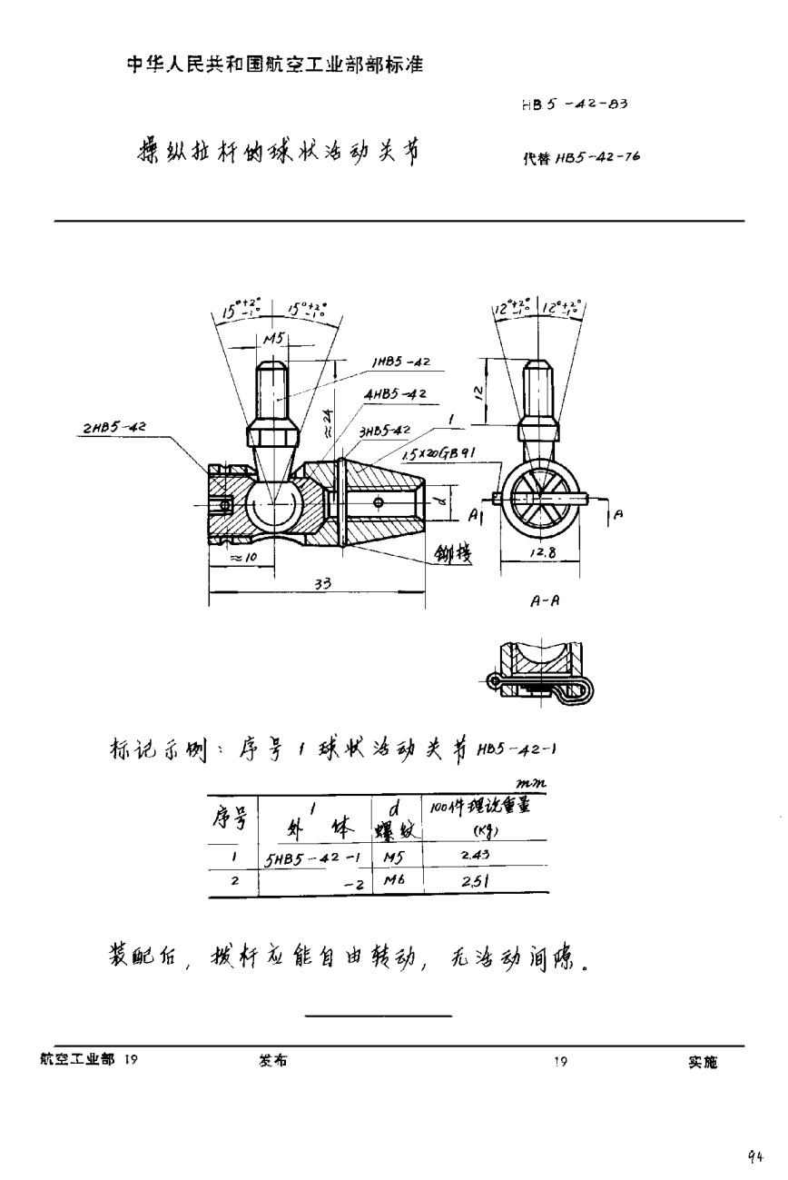 HB 5-42-1983操縱拉桿的球狀活動(dòng)關(guān)節(jié)