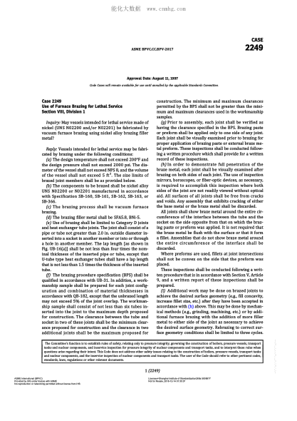 ASME BPVC-CC-BPV 2249-2017  Code Cases 2249:Boilers And Pressure Vessels