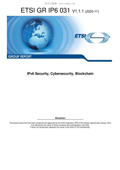 ETSI GR IP6 031-2020  Ipv6 Security, Cybersecurity, Blockchain