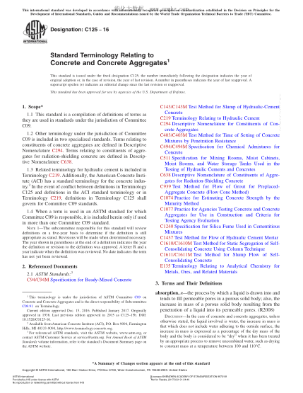 ASTM C125-2016 有關(guān)混凝土和混凝土集料的術(shù)語(yǔ) Standard Terminology Relating to Concrete and Concrete Aggregates