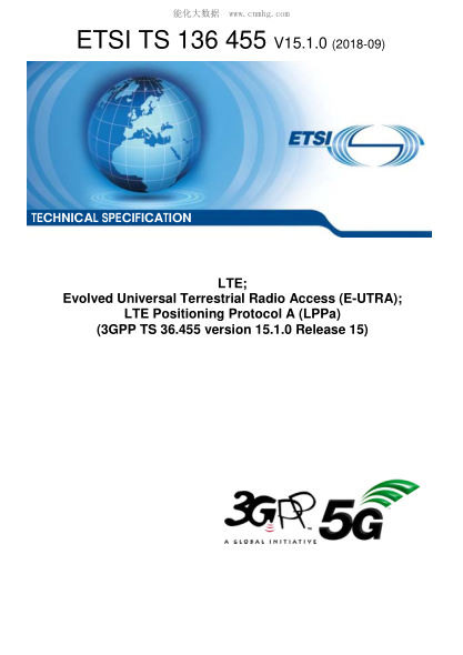 ETSI TS 136 455/4-2018  Lte; Evolved Universal Terrestrial Radio Access (E-Utra); Lte Positioning Protocol A (Lppa) (3Gpp Ts 36.455 Version 15.1.0 Release 15)