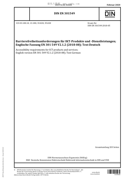 DIN EN 301549-2020  Accessibility requirements for ICT products and services