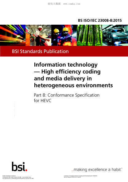 BS ISO/IEC 23008-8-2015 信息技術(shù) 在混雜環(huán)境中的高效編碼和媒體傳遞 第8部分:高效視頻編碼的一致性規(guī)范 Information technology. High efficiency coding and media delivery in heterogeneous environments. Conformance Specification for HEVC