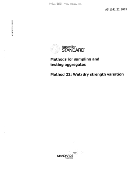 AS 1141.22-2019  Methods for sampling and testing aggregates Method 22: Wet/dry strength variation