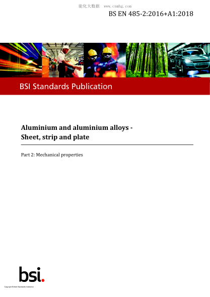 BS EN 485-2-2016+A1-2018   Aluminium and aluminium alloys. Sheet, strip and plate. Mechanical properties
