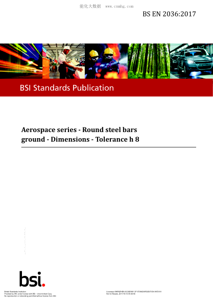BS EN 2036-2017   Aerospace Series. Round Steel Bars Ground. Dimensions. Tolerance H 8