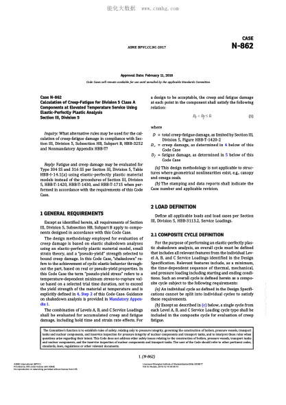 ASME BPVC-CC-NC N-862-2017  Code Cases N-862:Nuclear Components