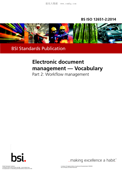 BS ISO 12651-2-2014 電子文檔管理 詞匯表 工作流程管理 Electronic document management. Vocabulary. Workflow management