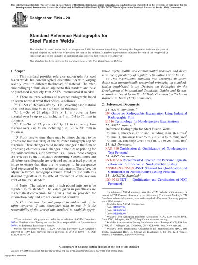 ASTM E390-2020  Standard Reference Radiographs for Steel Fusion Welds