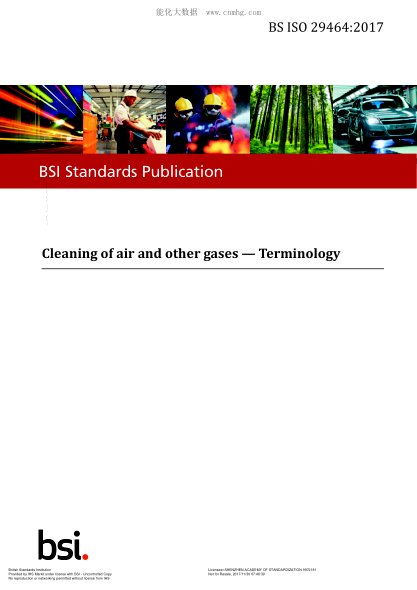 BS ISO 29464-2017   Cleaning Of Air And Other Gases. Terminology