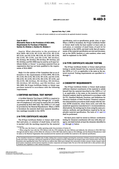 ASME BPVC-CC-NC N-483-3-2017  Code Cases N-483-3:Nuclear Components