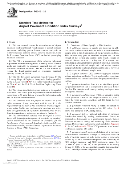 ASTM D5340-2020  Standard Test Method for Airport Pavement Condition Index Surveys
