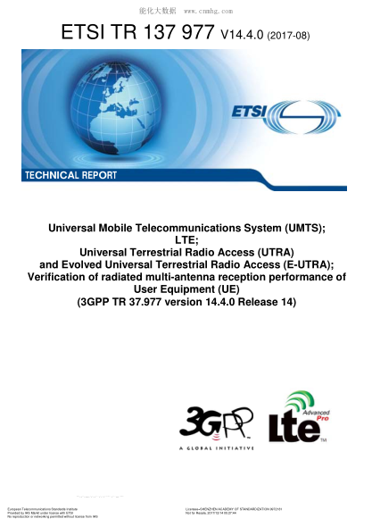 ETSI TR 137 977/2-2017  Universal Mobile Telecommunications System (Umts);Lte;Universal Terrestrial Radio Access (Utra) And Evolved Universal Terrestrial Radio Access (E-Utra);Verification Of Radiated Multi-Antenna Reception Performance Of User Equipment