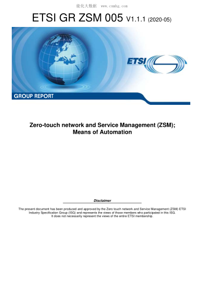 ETSI GR ZSM 005-2020  Zero-Touch Network And Service Management (Zsm); Means Of Automation