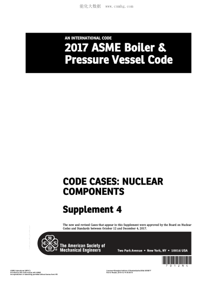 ASME BPVC-CC-NC SUPP 4-2017  Code Cases: Nuclear Components (Incorporates Supplements 1-4)