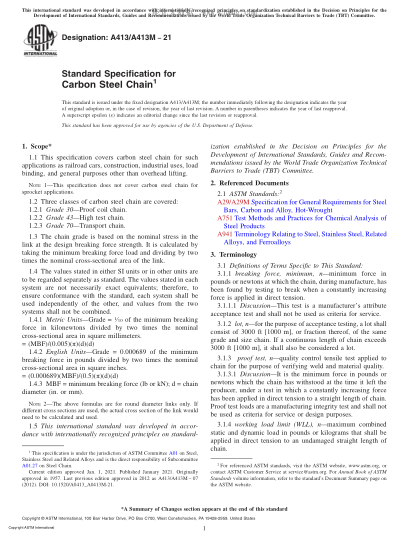 ASTM A413/A413M-2021  Standard Specification for Carbon Steel Chain