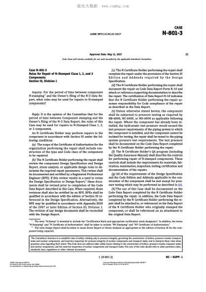 ASME BPVC-CC-NC N-801-3-2017Code Cases N-801-3:Nuclear Components