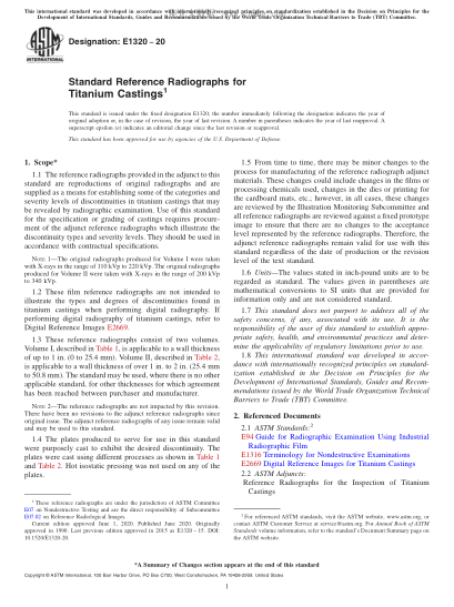 ASTM E1320-2020  Standard Reference Radiographs for Titanium Castings