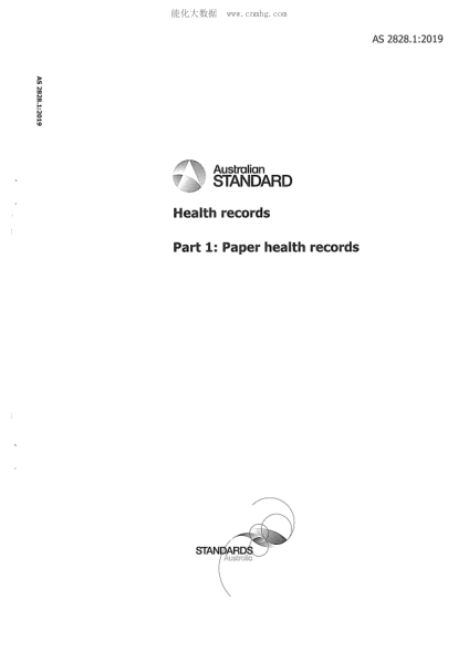 AS 2828.1-2019  Health records Part 1: Paper-based health records