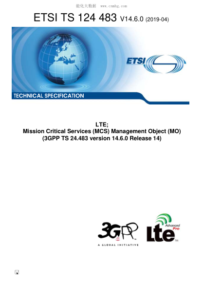 ETSI TS 124 483/2-2019  Lte; Mission Critical Services (Mcs) Management Object (Mo) (3Gpp Ts 24.483 Version 14.6.0 Release 14)