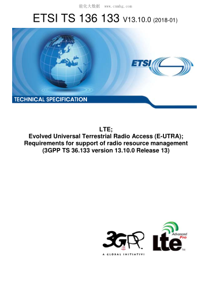 ETSI TS 136 133/2-2018  Lte; Evolved Universal Terrestrial Radio Access (E-Utra); Requirements For Support Of Radio Resource Management (3Gpp Ts 36.133 Version 13.10.0 Release 13)