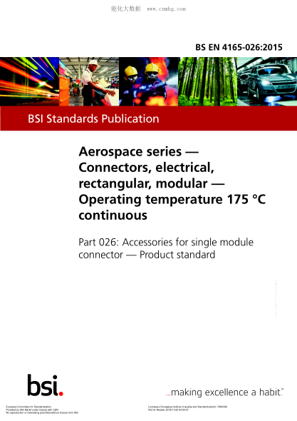 EN 4165-026-2015Aerospace series - Connectors, electrical, rectangular, modular - Operating temperature 175 °C continuous - Part 026: Accessories for single module connector - Product standard