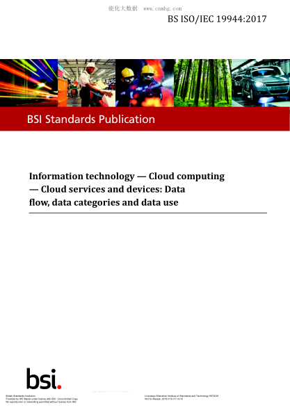 BS ISO/IEC 19944-2017   Information Technology. Cloud Computing. Cloud Services And Devices: Data Flow, Data Categories And Data Use