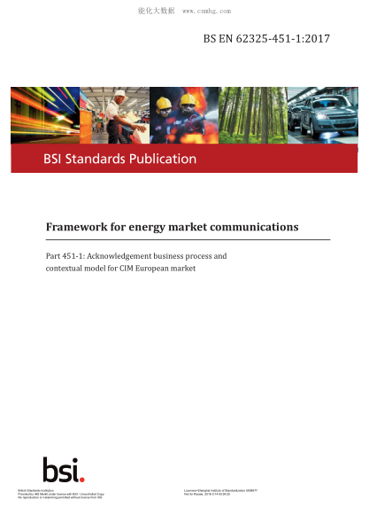 BS EN 62325-451-1-2017   Framework For Energy Market Communications. Acknowledgement Business Process And Contextual Model For Cim European Market