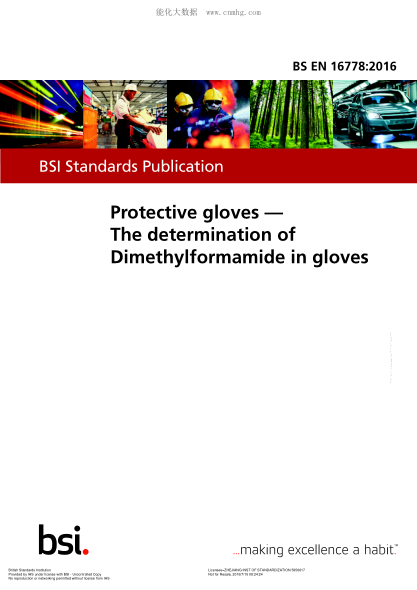 BS EN 16778-2016 防護(hù)手套 二甲基甲酰胺在手套的測(cè)定 Protective gloves. The determination of Dimethylformamide in gloves