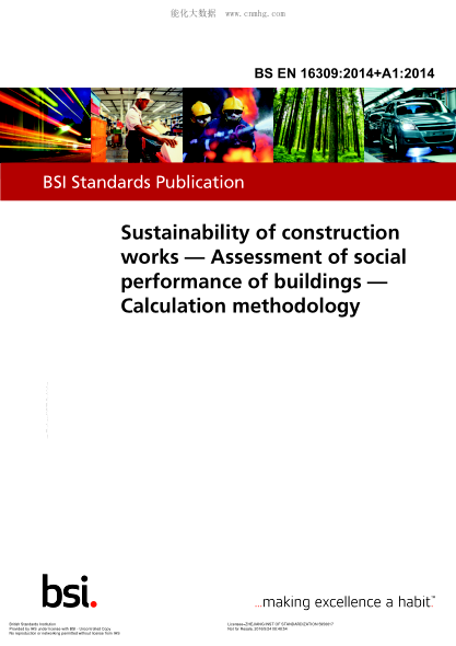 BS EN 16309-2014+A1-2014   Sustainability of construction works. Assessment of social performance of buildings. Calculation methodology