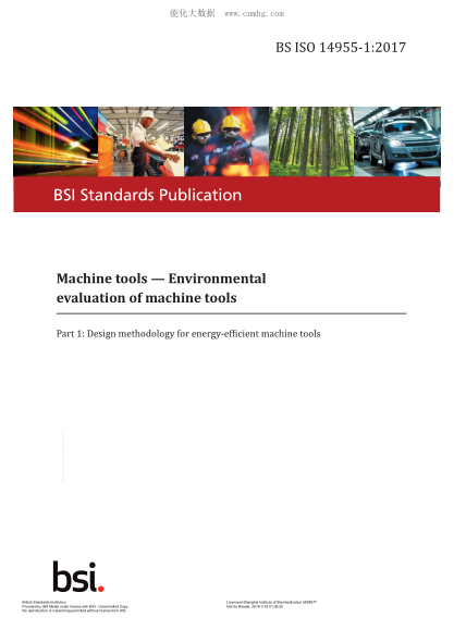 BS ISO 14955-1-2017   Machine Tools. Environmental Evaluation Of Machine Tools. Design Methodology For Energy-Efficient Machine Tools