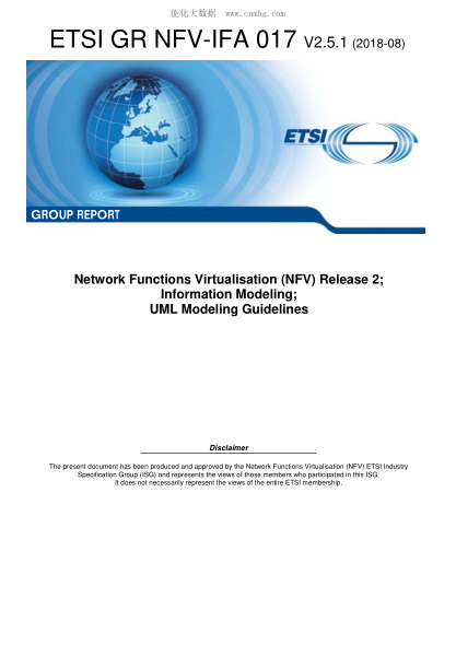 ETSI GR NFV-IFA 017/2-2018  Network Functions Virtualisation (Nfv) Release 2; Information Modeling; Uml Modeling Guidelines