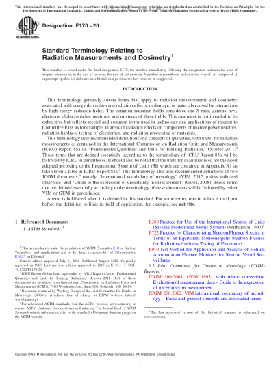 ASTM E170-2020  Standard Terminology Relating to Radiation Measurements and Dosimetry